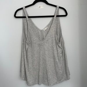 Intimately Free People gray ribbed oversized Flowey tank